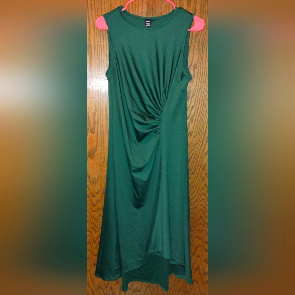 Shein long green ruched side dress - L